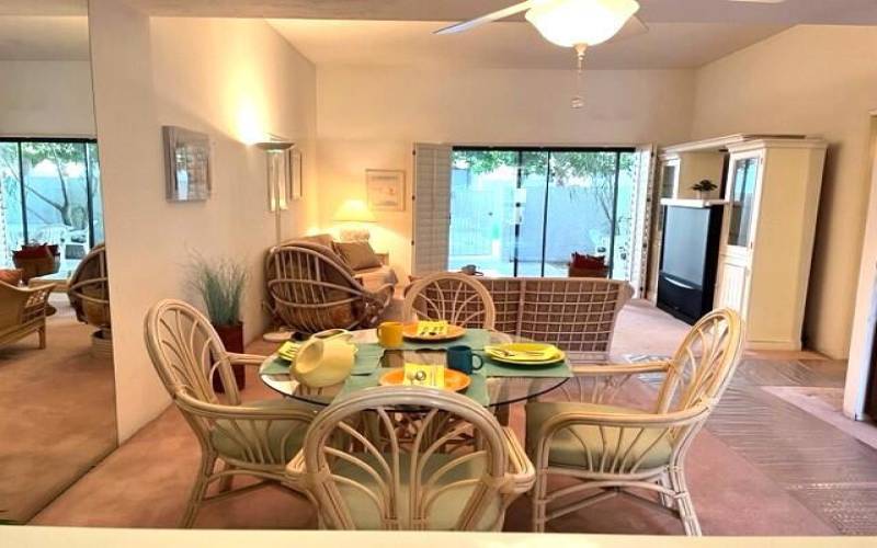 Dining area showing patio