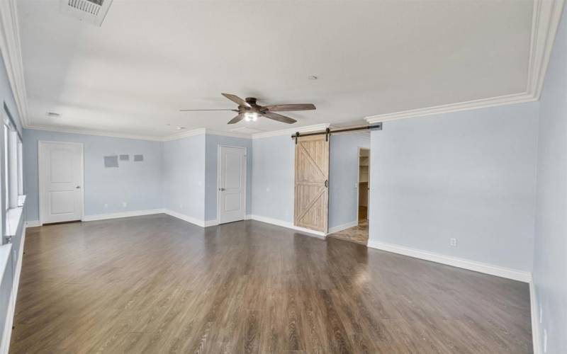 Door to the left is a huge walk-in closet; door to the right leads into the MBA