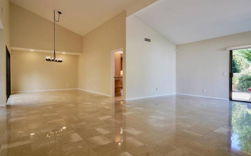 Dining area looking into living room