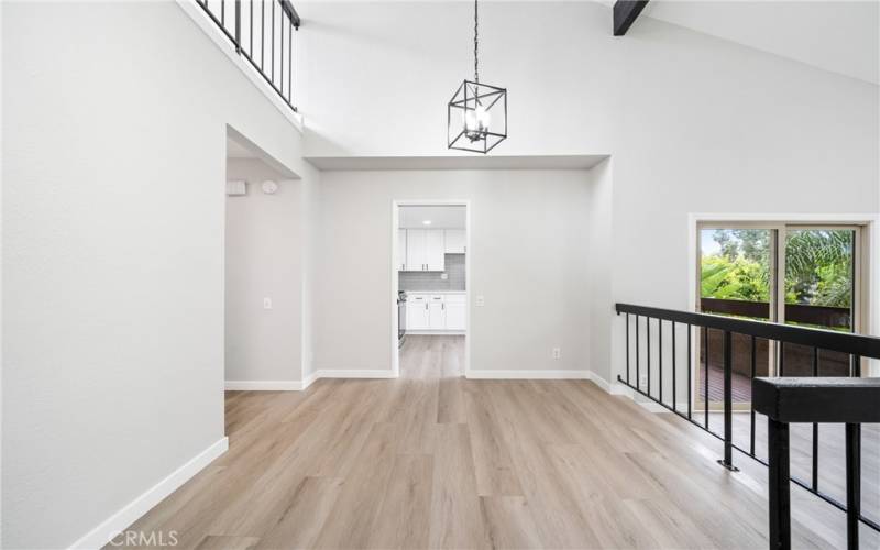 Spacious dining area with high ceilings and new everything!
