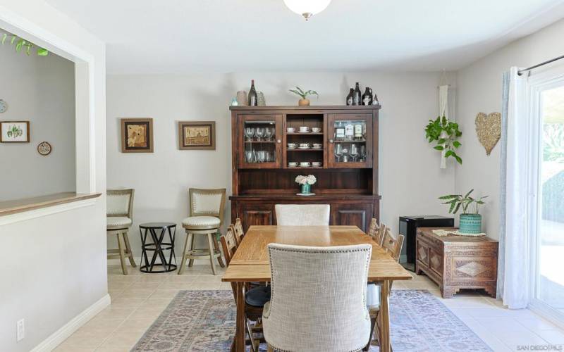 view of the dining room from the kitchen