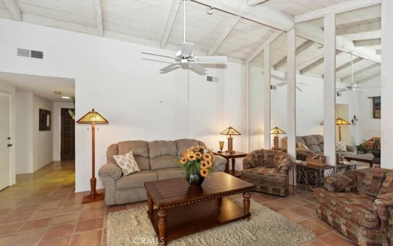 Tile flooring in the living room.