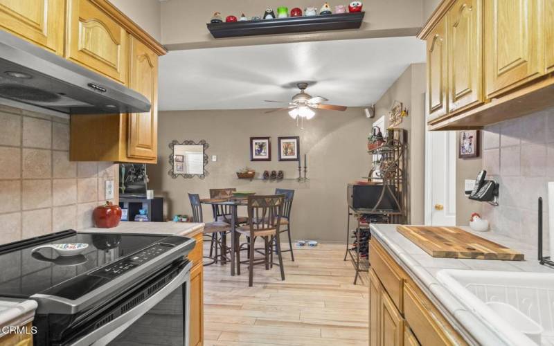 Kitchen with dining area view