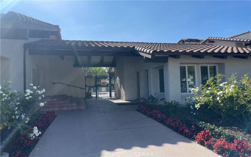 Entrance to resort amenities and mail room