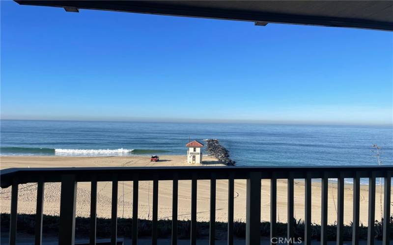 View of Pacific Ocean waves and Rock Jetty