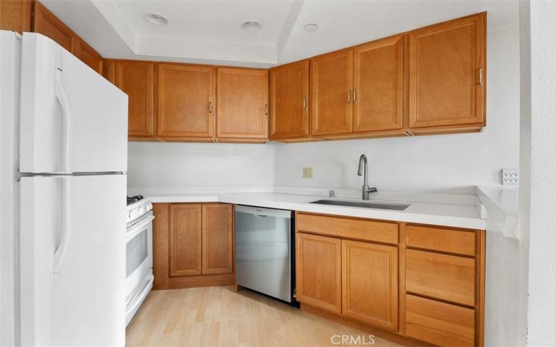 Updated counters and large farmhouse sink.