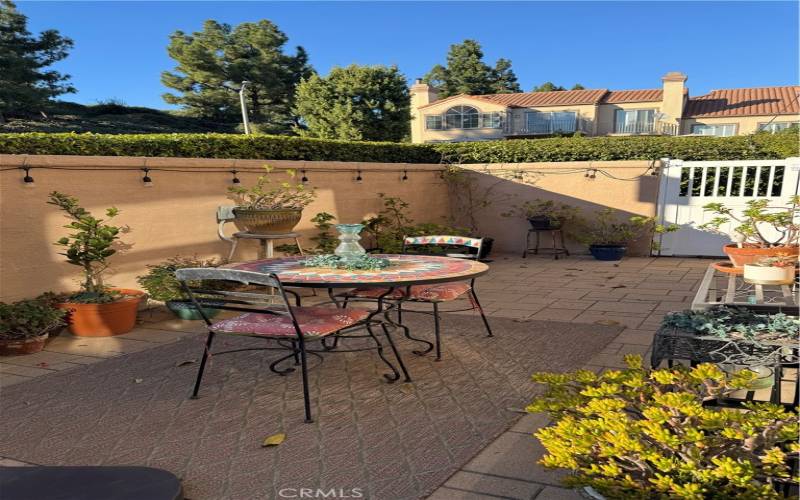 Nice size patio with view of green belt