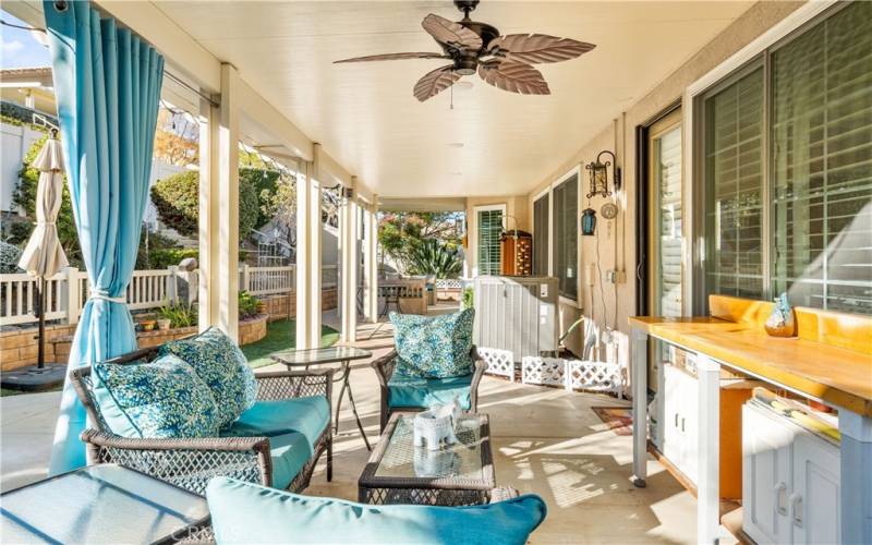 Patio Cover has Ceiling Fans