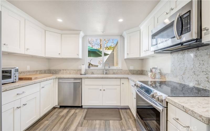 Expanded kitchen with quartz counters