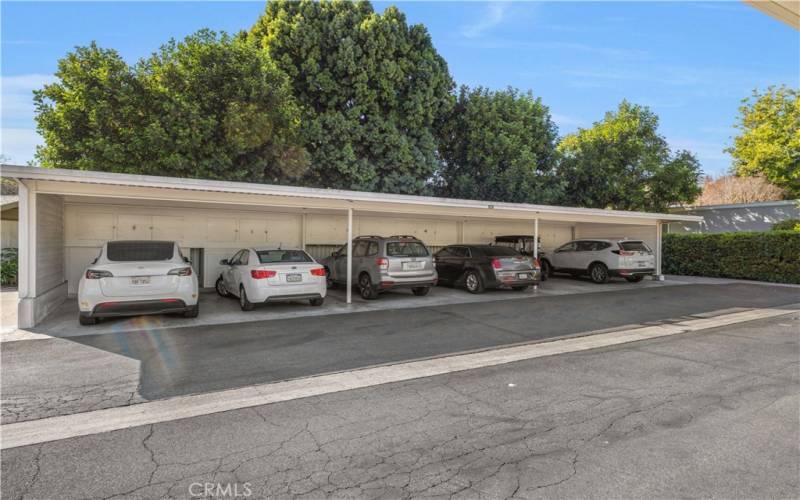 Carport with extra storage, near unit