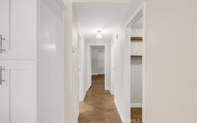 Long hallway to bedrooms in the back of the house.