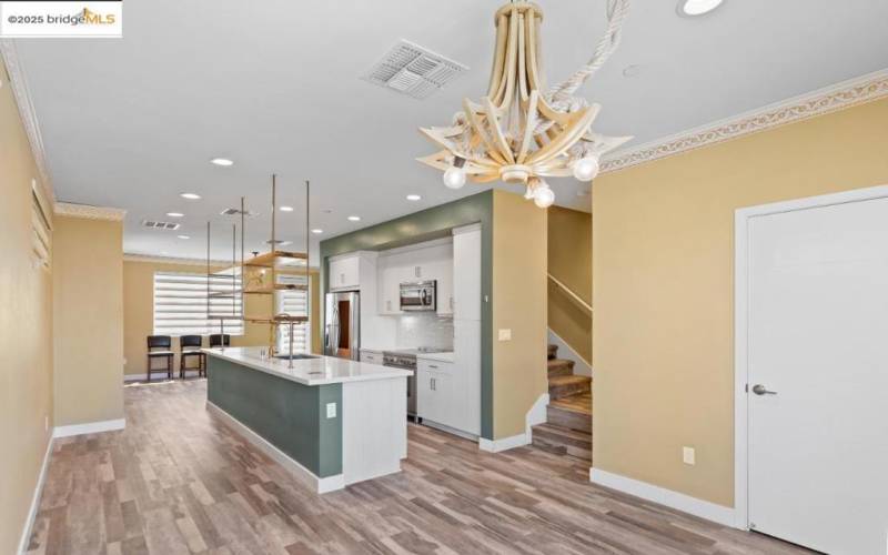 View of kitchen from dining area.