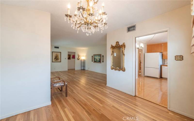 Dinning room showing pocket door leading to your kitchen