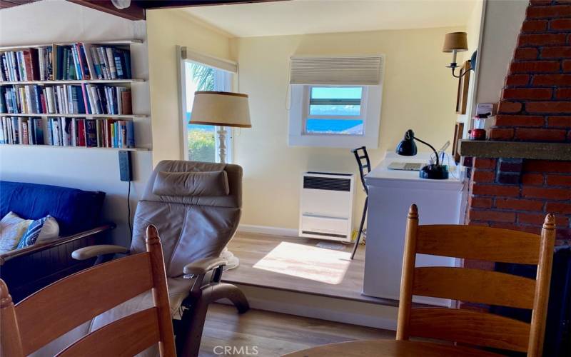 Built-in desk in living room alcove