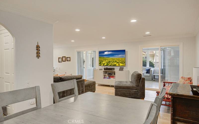 View of the living room from the dining area.