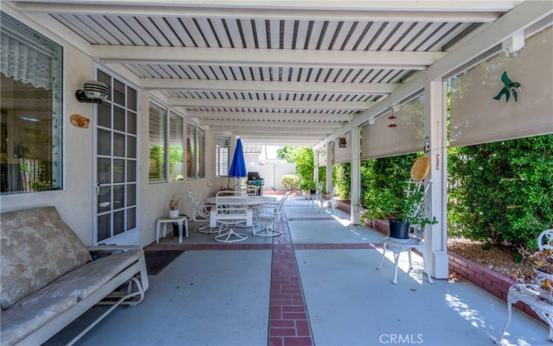 Backyard with covered patio