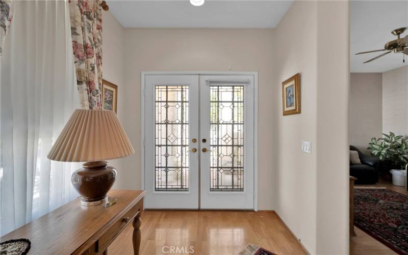 Front door with bevelled glass doors