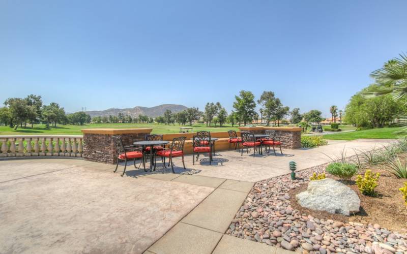 Seating area overlooking Driving Range