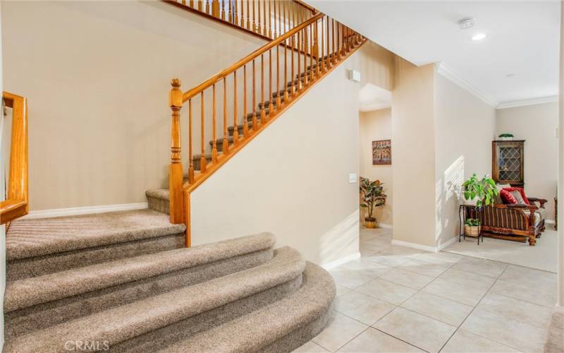 Open stairway with new carpeting