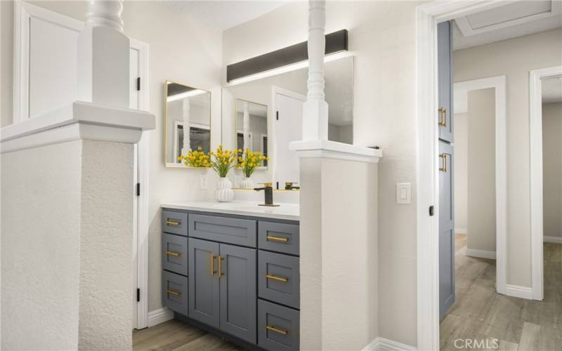 Primary Bedroom with attached bath and gorgeous vanity