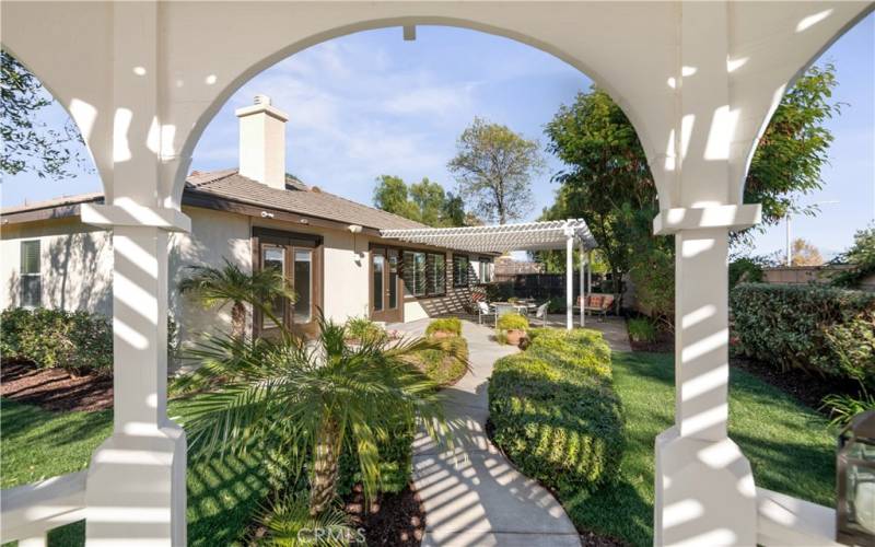 View from gazebo to house