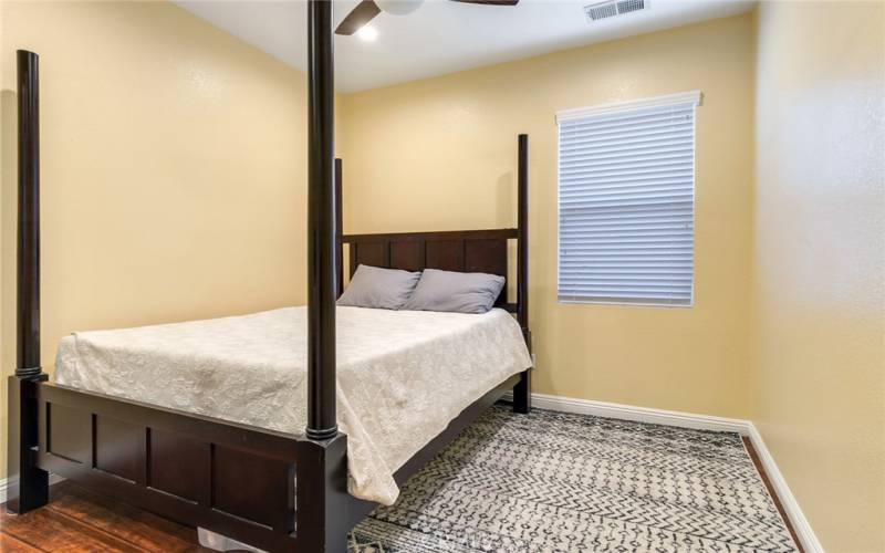 Bedroom #2 with Mirrored Closet Doors and Ceiling Fan