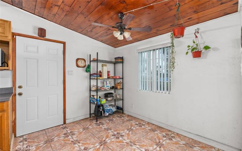 Pedestrian door entrance to dining area