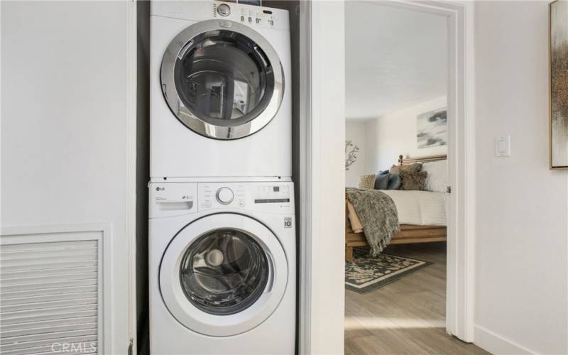 Stackable washer and dryer.