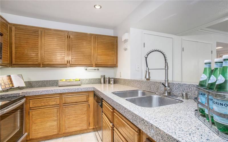 Kitchen with Stainless Steel Appliances. Granite Counter tops