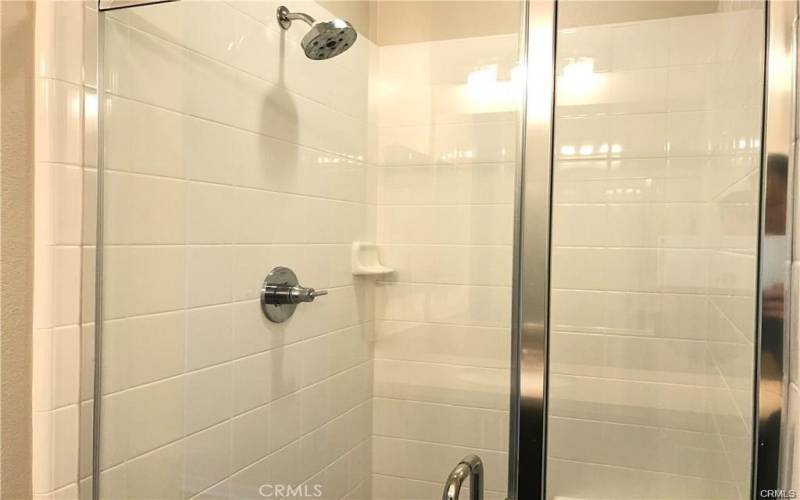 Walk in shower in master suite.