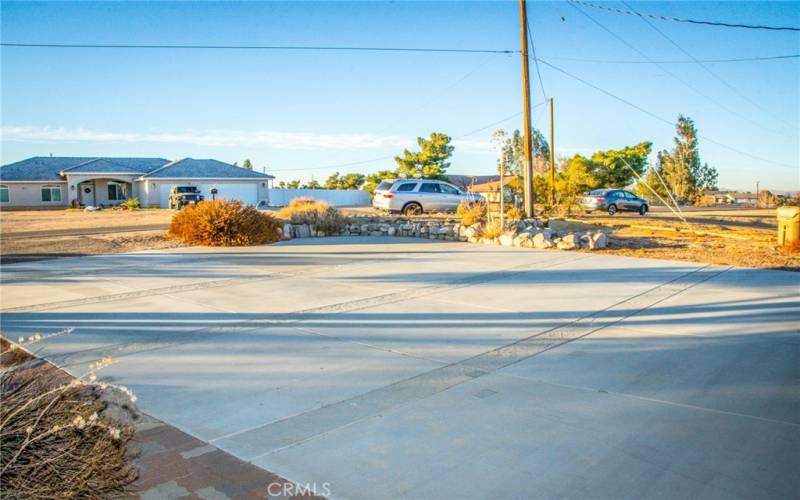 Huge concrete area for parking.