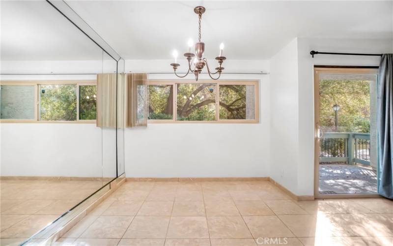 Dining Room with View of trees and creek