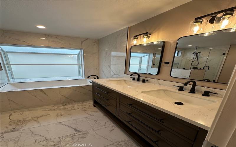 Newly remodeled master bathroom with Tub and Shower