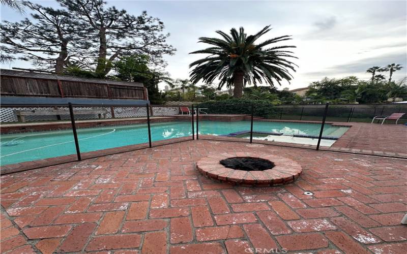 Enclosed pool and firepit