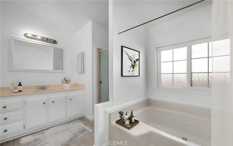 Primary bathroom-virtually staged