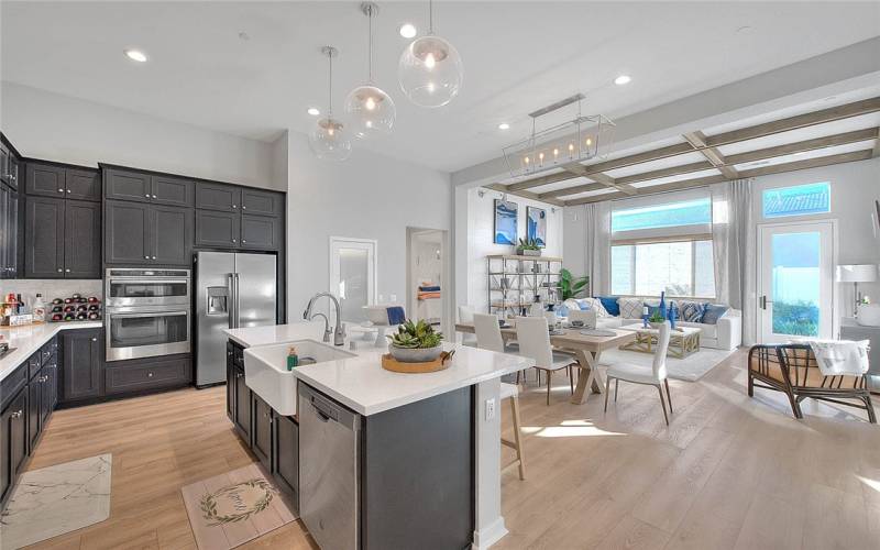 Kitchen w/Good-Sized Island.  Farmhouse-style kitchen sink in island.