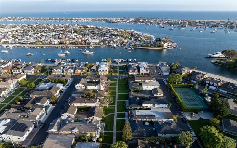 Overhead view of Beacon Bay and Newport Bay