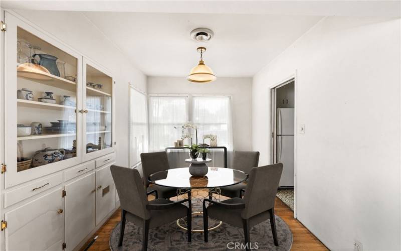 Natural light and original hardwood flooring.