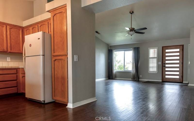 Living Room and Kitchen looking from Dining Area