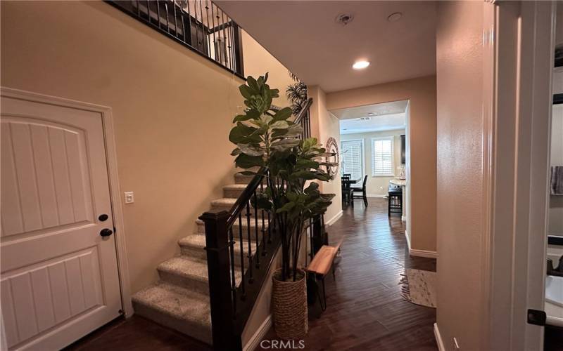 Entry hall view and garage access