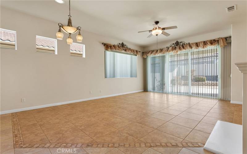 Dining area and living room