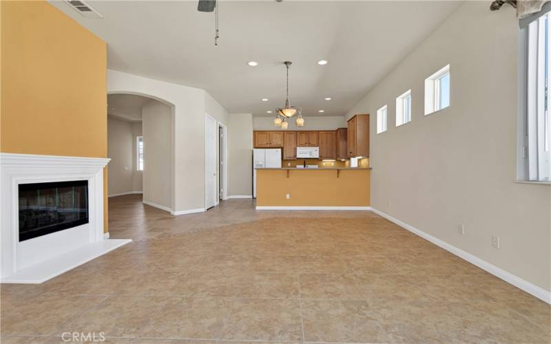 Open concept kitchen, dining area and living room