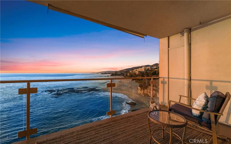 Private balcony overlooking gorgeous Laguna Beach coastline.