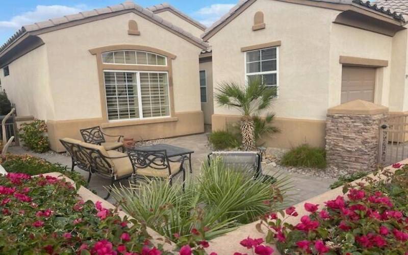 Front patio from corner with flowers