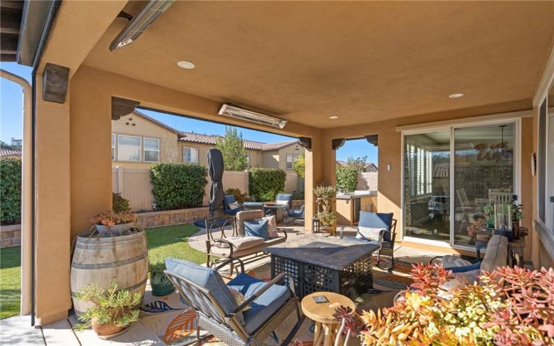 Covered patio with heaters