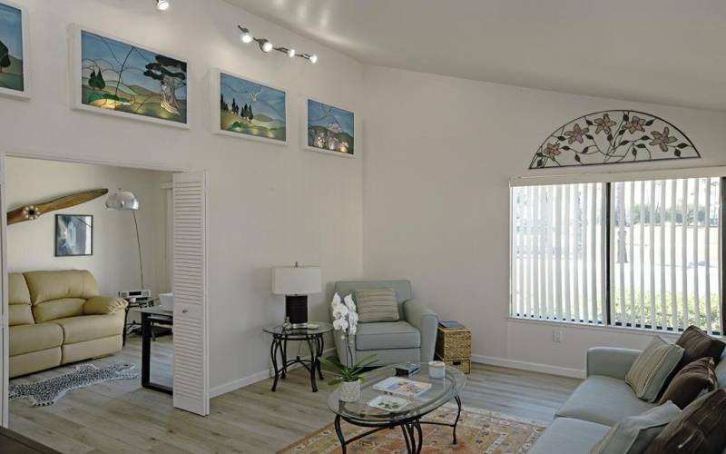 Living room with vaulted ceilings