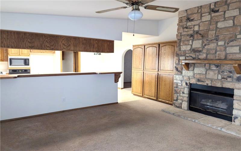 Family room with fireplace