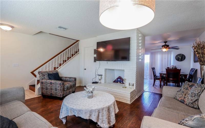 Living room showing fireplace