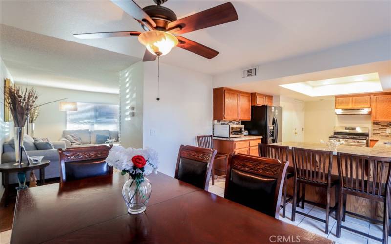 Dining room and kitchen