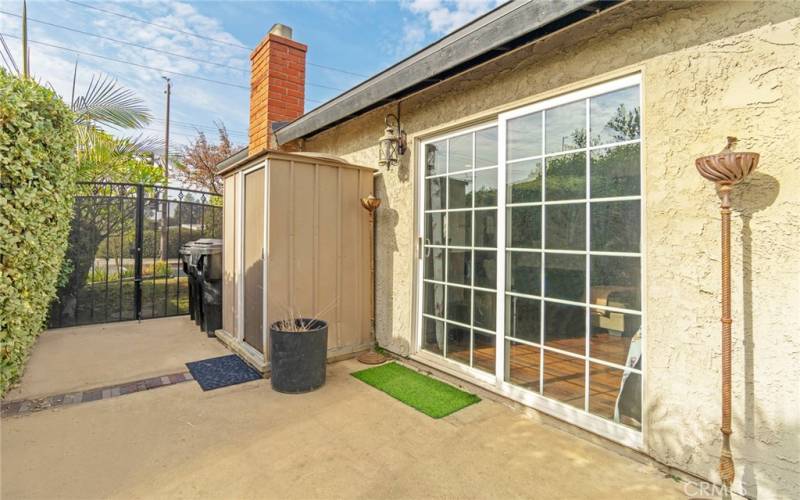 Sliding glass door to the living room